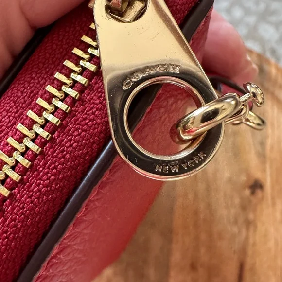 Coach Red Leather Wallet with Gold Accents - Picture 4 of 4